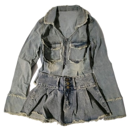 Denim mini skirt - skirt, with